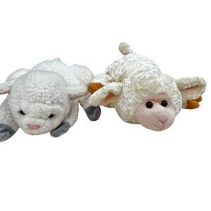 Set Of 2 Lamb Hand Puppets Plush Cal Toy & Unbranded Cream & White 11" & 9"